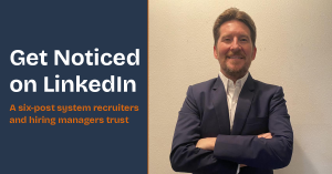 Dylan Cornelius smiling in a navy blazer with arms crossed, beside the headline Get Noticed on LinkedIn